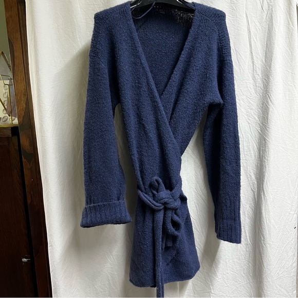 Aerie Women’s Alpaca Wool Sweater Wrap Dark Blue S - Picture 3 of 7